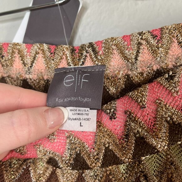 Elif For Jordan Taylor Multicolor Chevron Knit Asymmetrical Skirt Swim Cover-Up - Picture 5 of 10